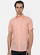 Men Peach Printed Linen Shirt