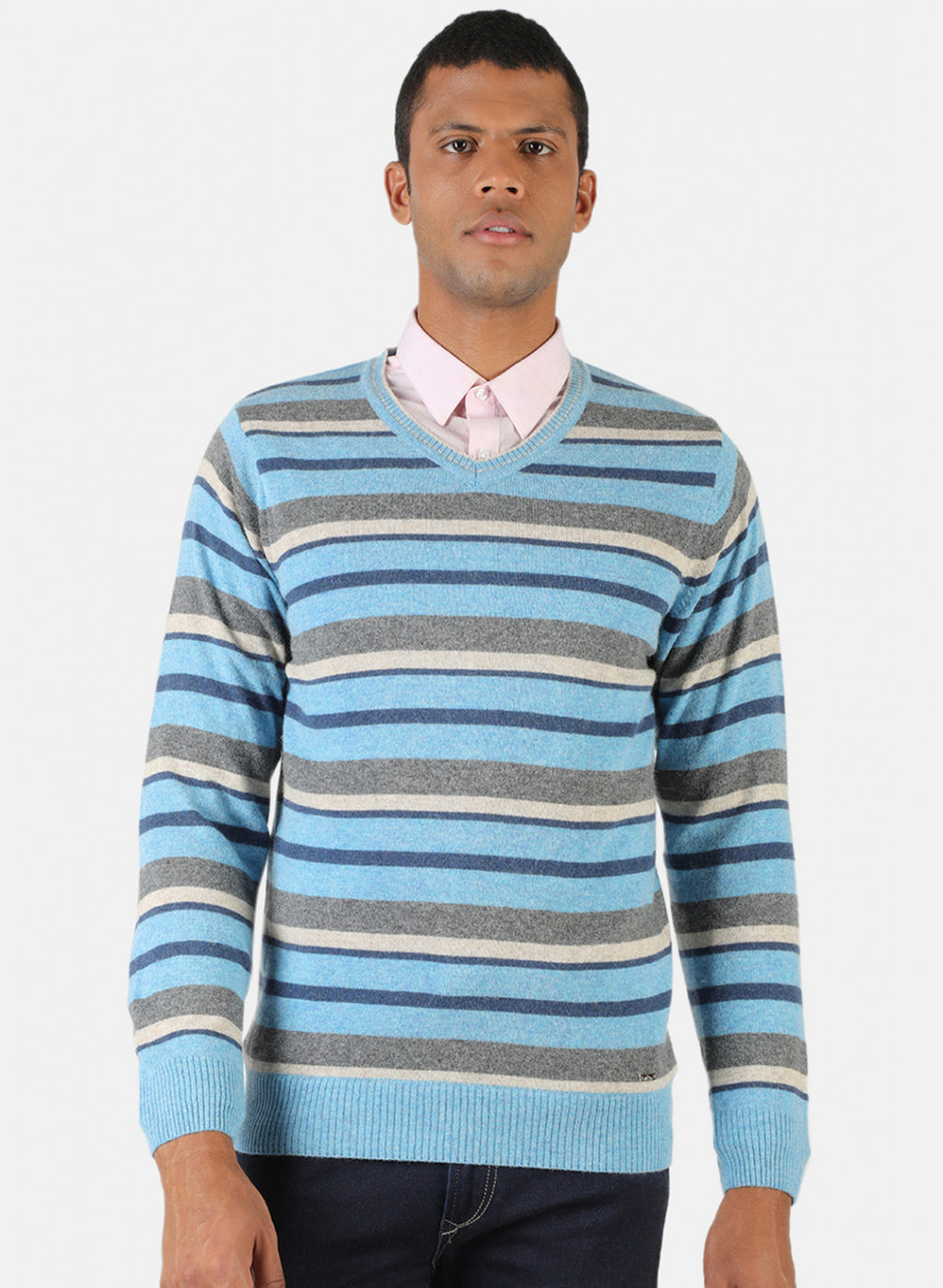 Men Blue Solid Pullover
