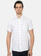 Men White Printed Linen Shirt