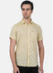 Men Mustard Printed Linen Shirt