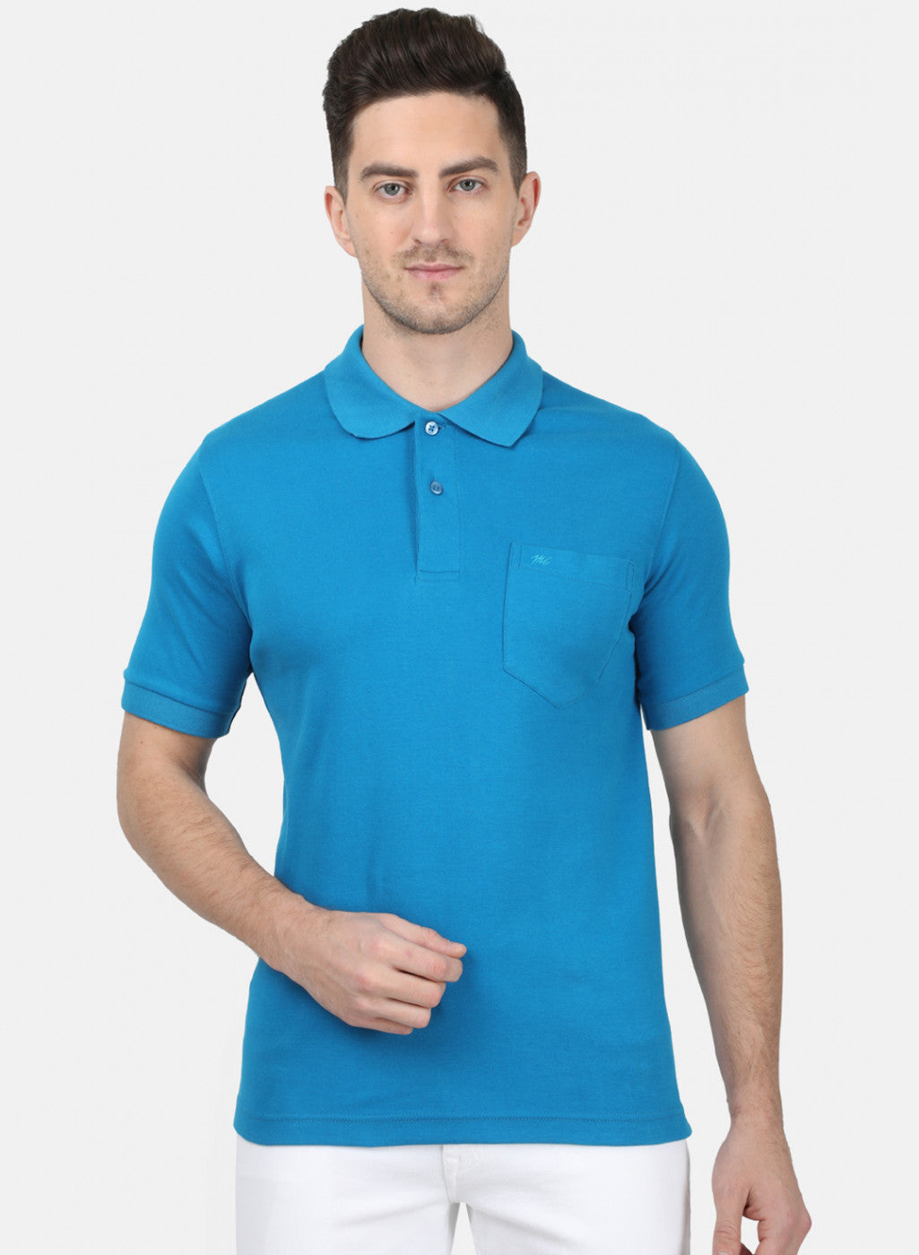 Mens Blue Plain T-Shirt