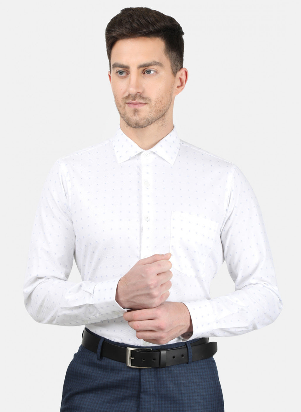 Mens White Printed Shirt