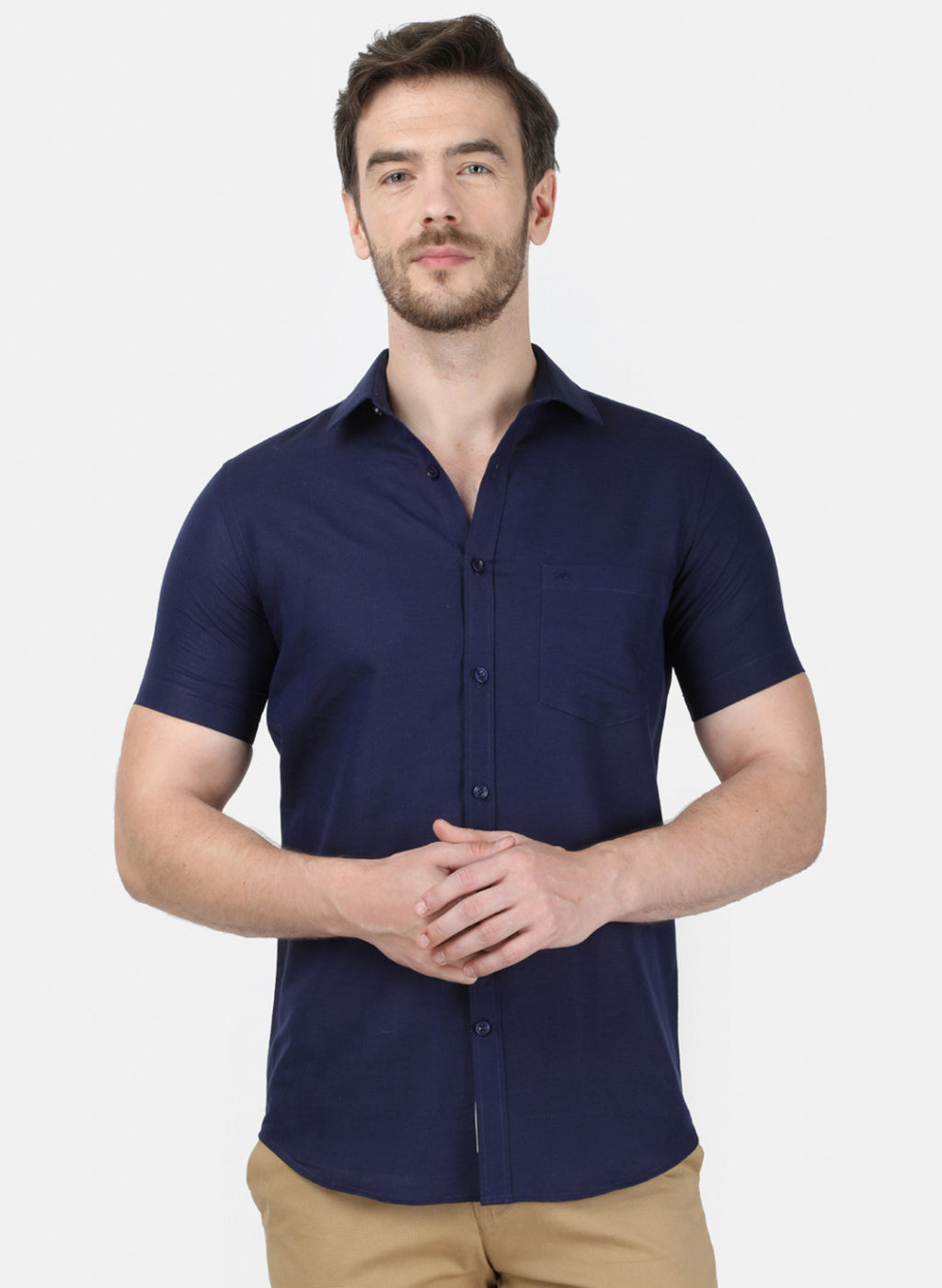 Mens NAvy Blue Solid Shirt