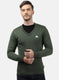 Men Olive Solid Pullover