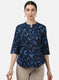 Womens Navy Blue Printed Tops