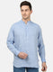 Mens Sky Blue Solid Linen Shirt