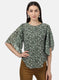 Womens Green Printed Tops