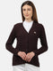 Women Purple Self Design Cardigan
