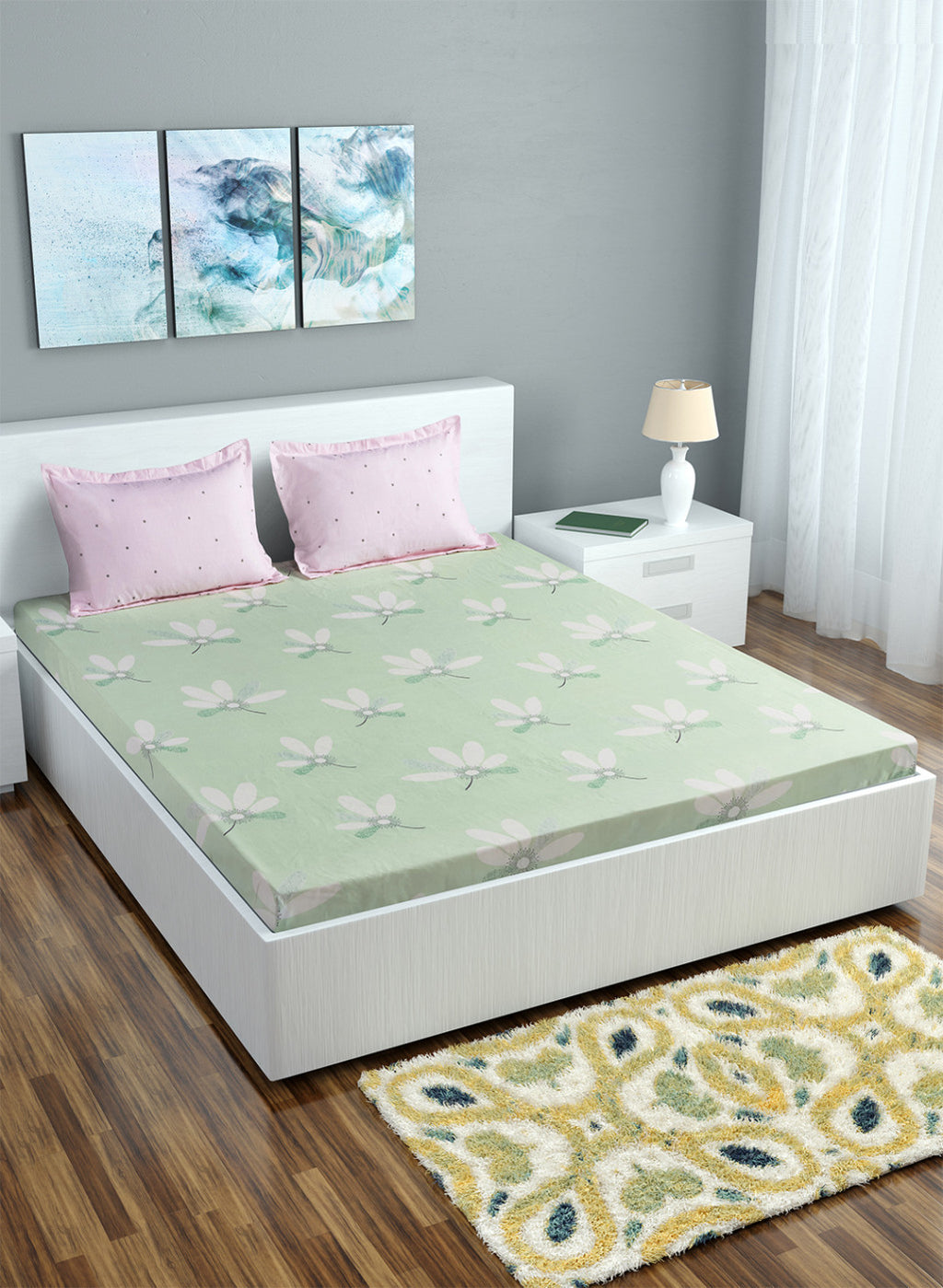 Multi Color 130 GSM Bedsheet with 2 Pillow Covers