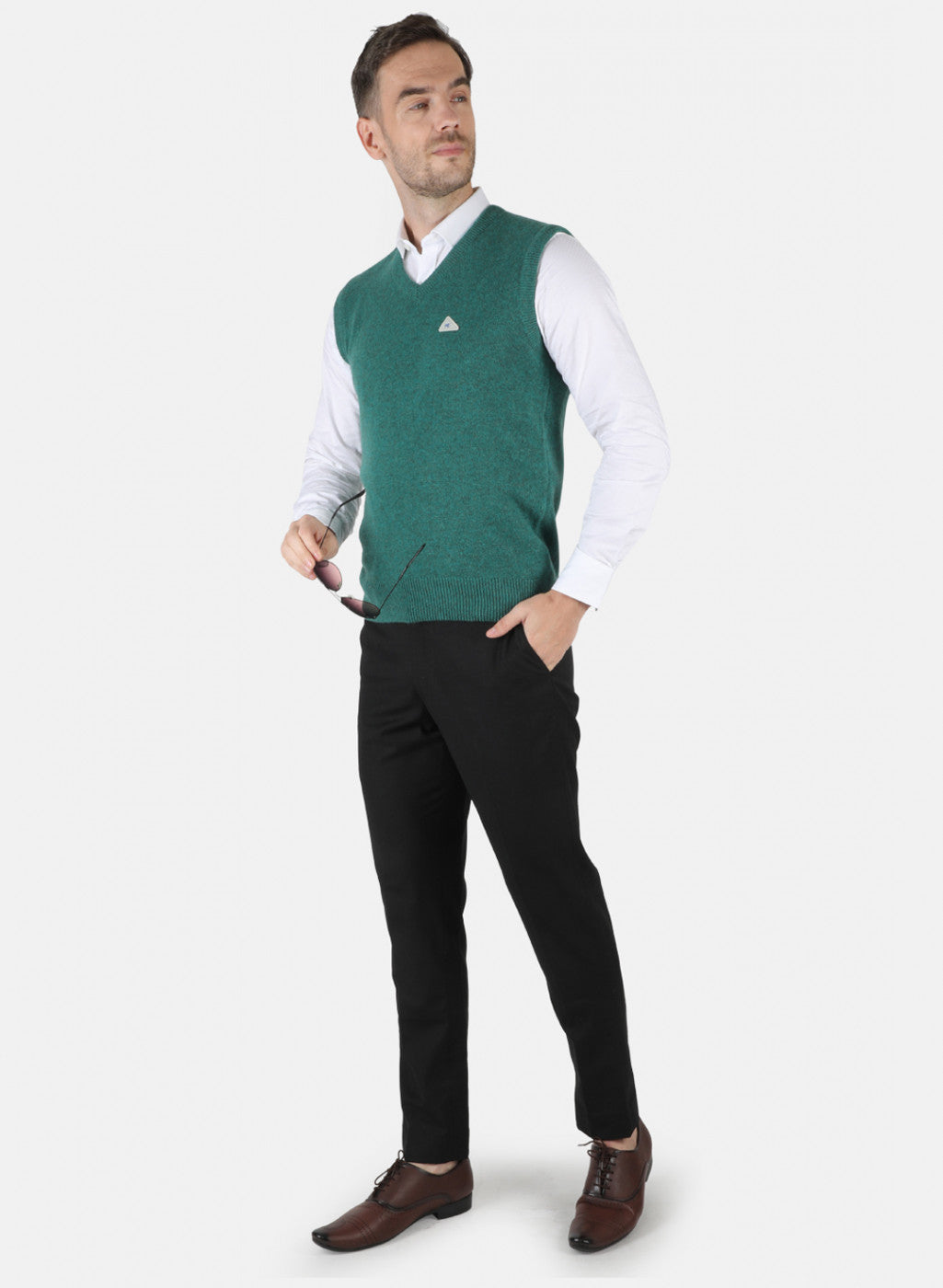 Men Green Solid Sweater