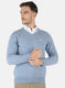 Men Blue Solid Pullover