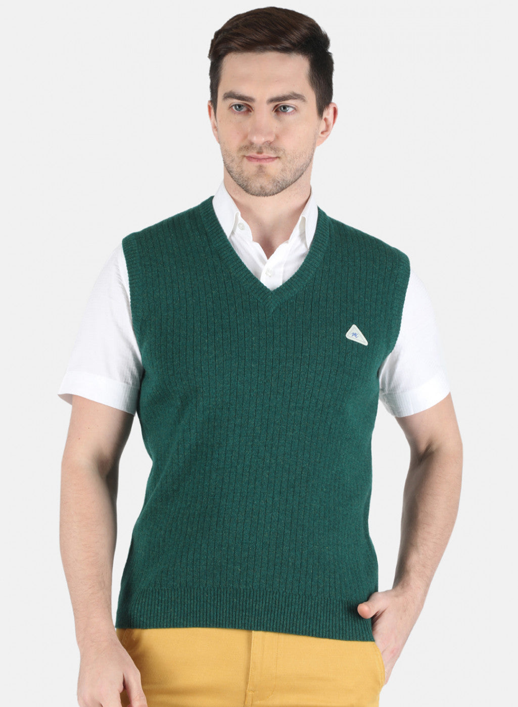 Men Green Solid Sweater