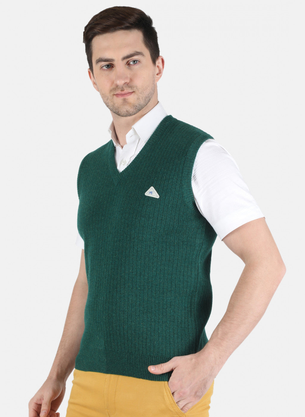 Men Green Solid Sweater