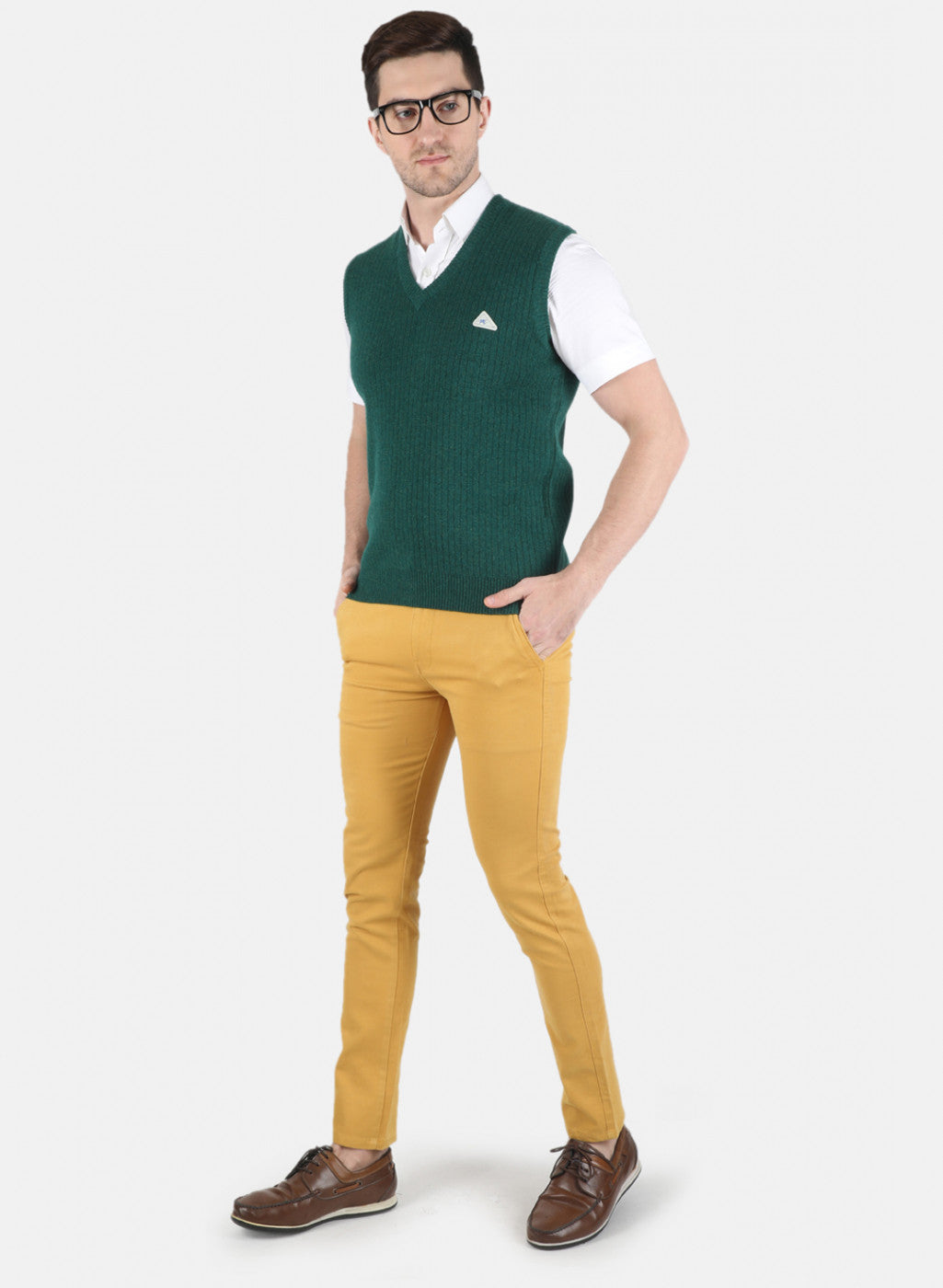 Men Green Solid Sweater