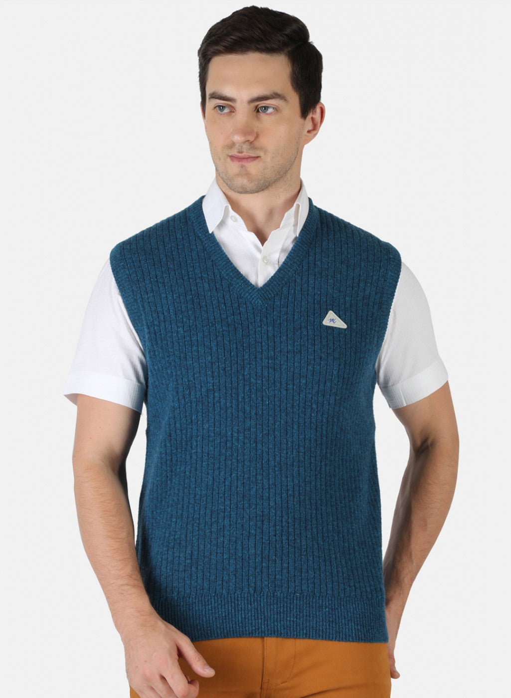 Men Blue Solid Sweater