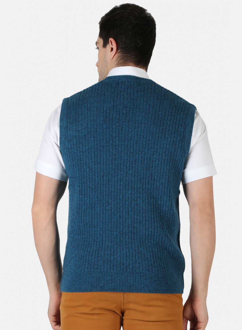 Men Blue Solid Sweater
