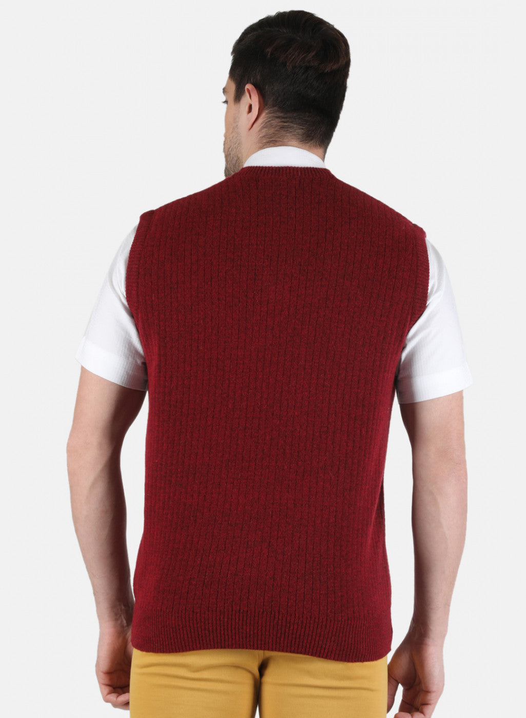 Men Maroon Solid Sweater
