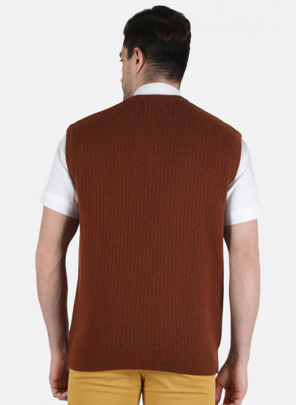 Men Brown Solid Sweater
