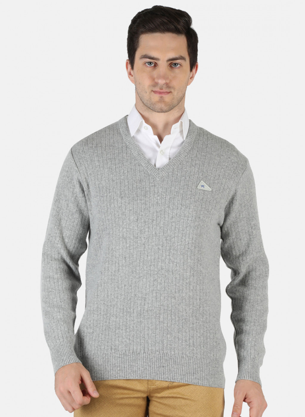 Men Grey Solid Pullover