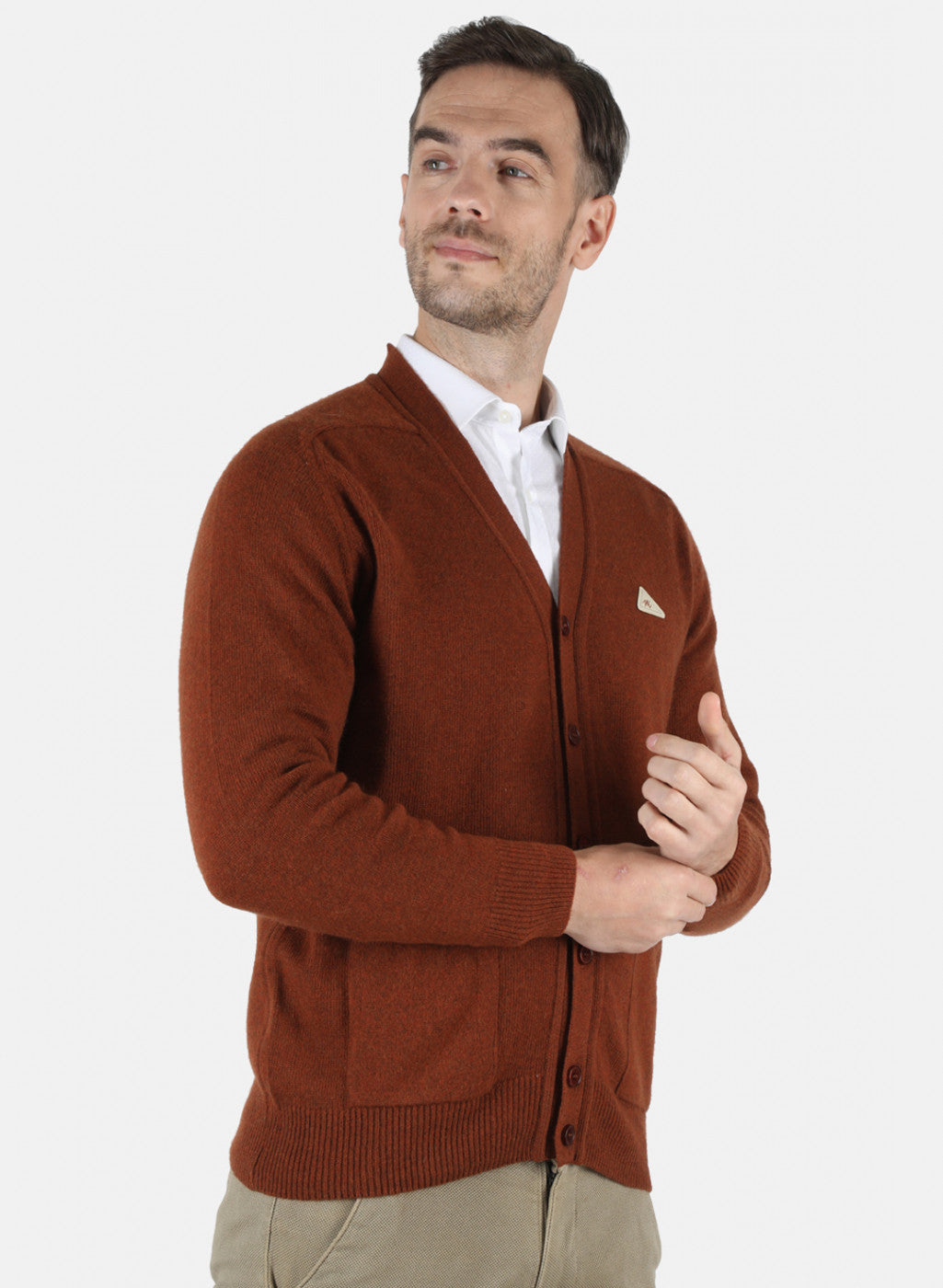 Men Brown Solid Cardigan