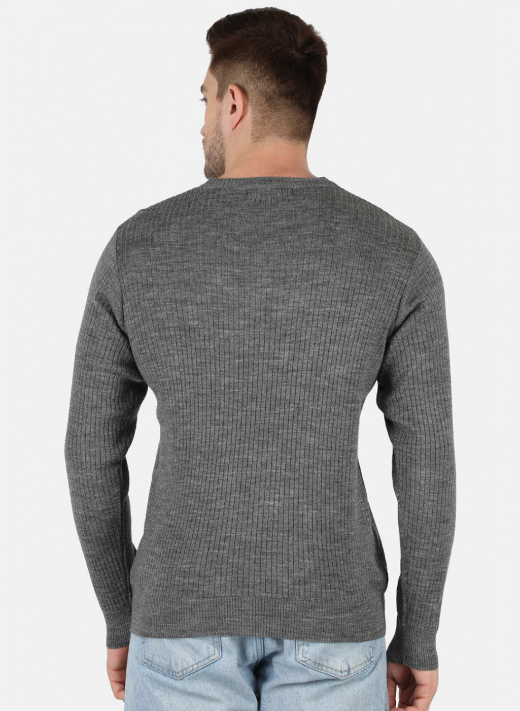 Men Grey Solid Pullover