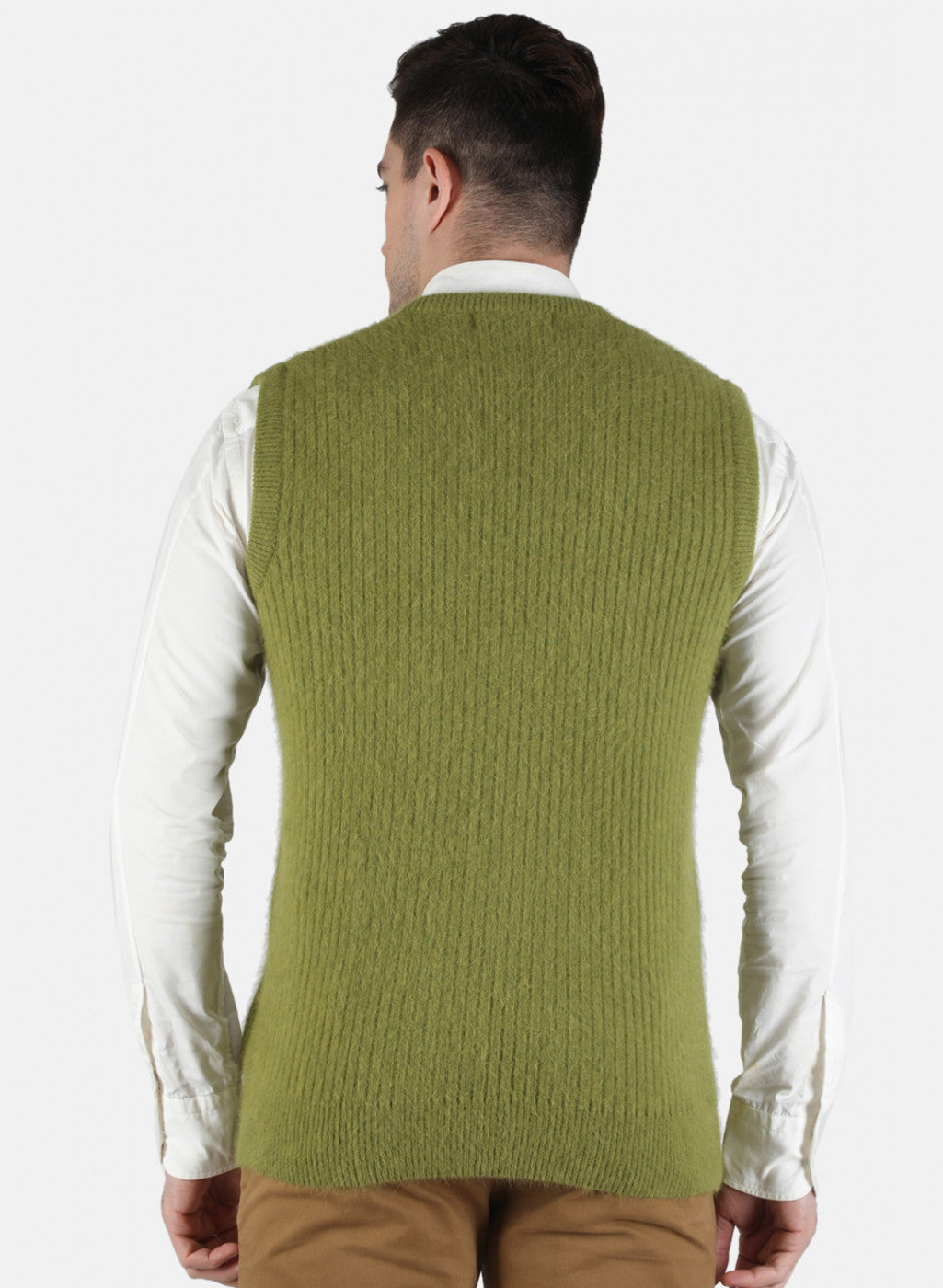 Men Olive Solid Sweater