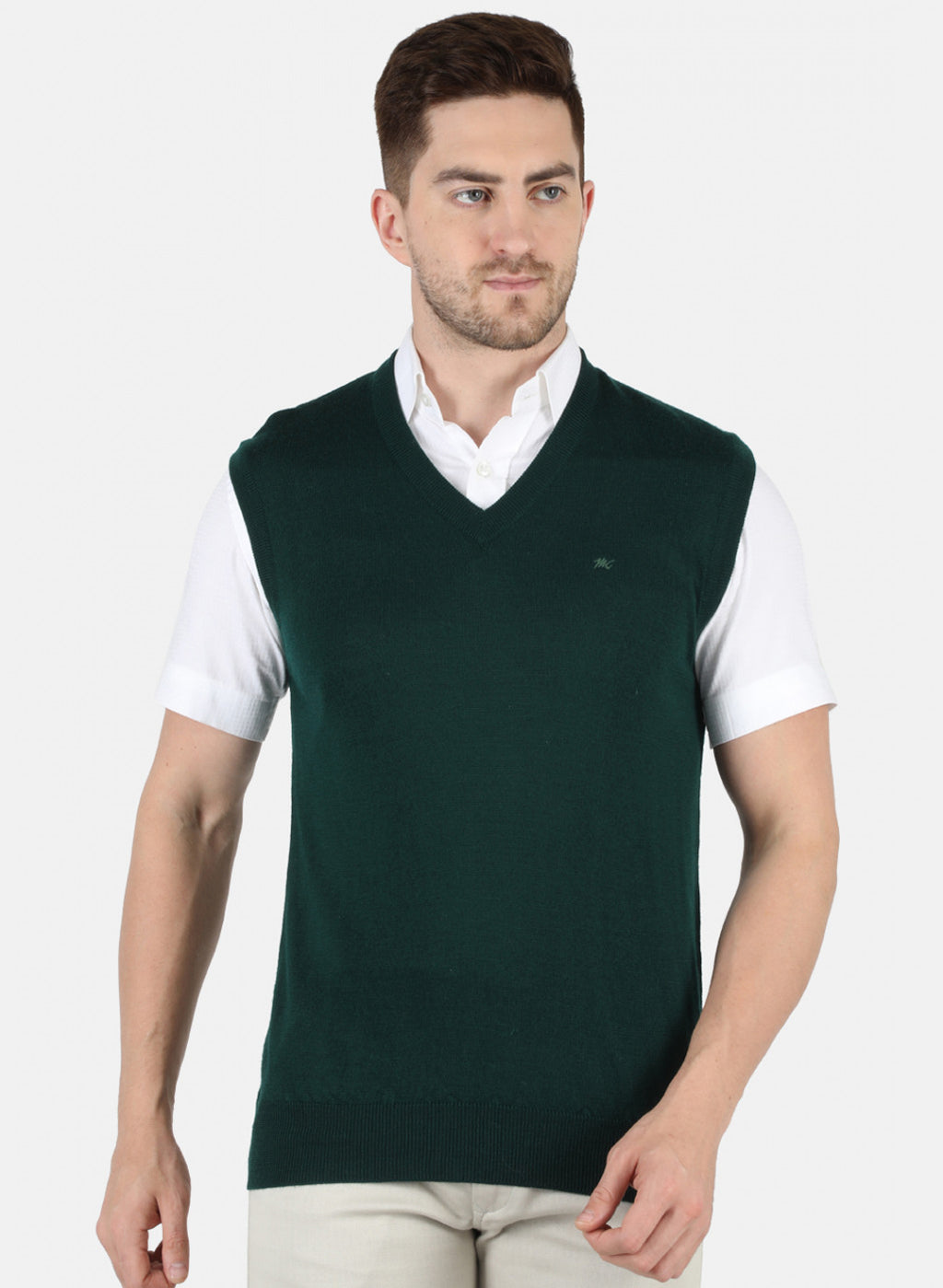 Men Green Solid Sweater