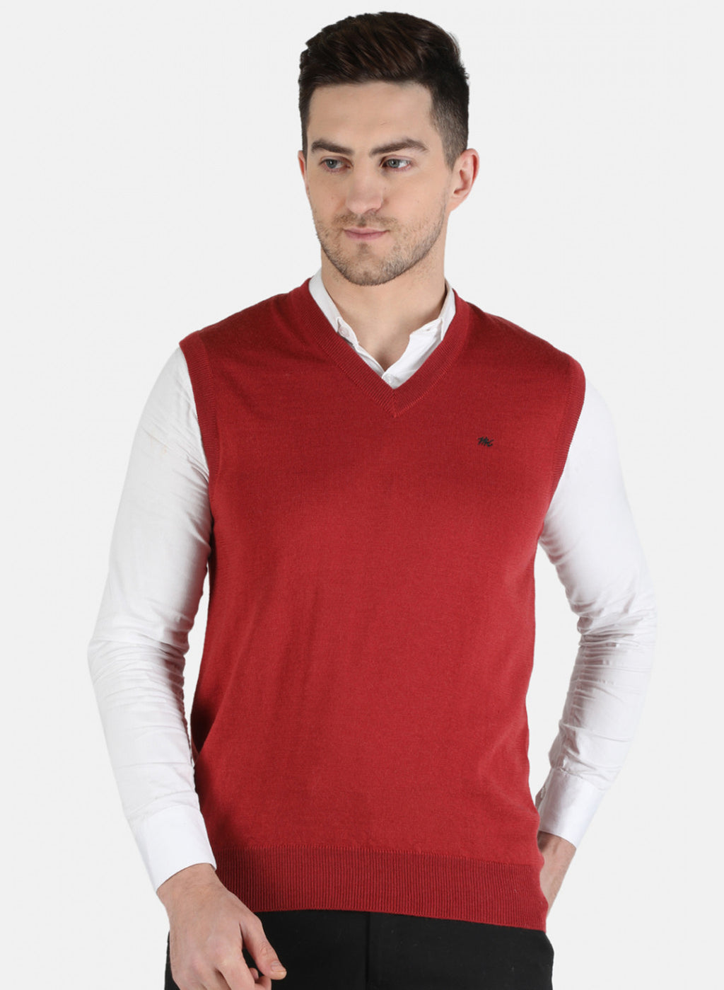 Men Red Solid Sweater
