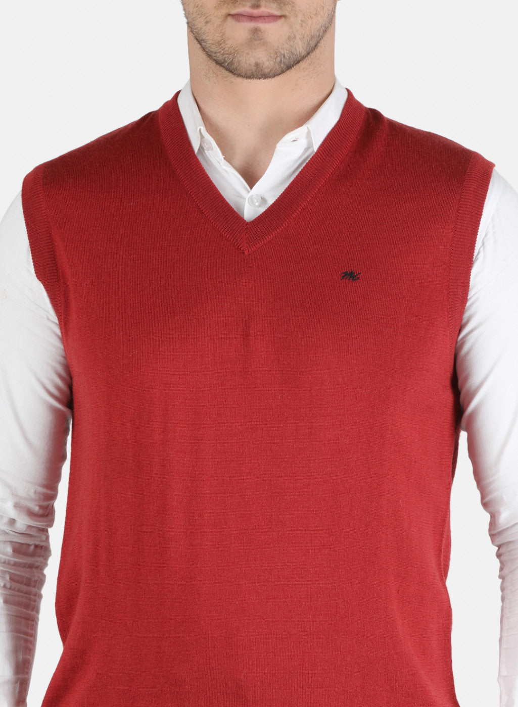 Men Red Solid Sweater
