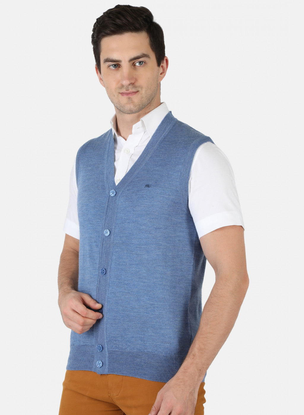 Men Blue Solid Cardigan