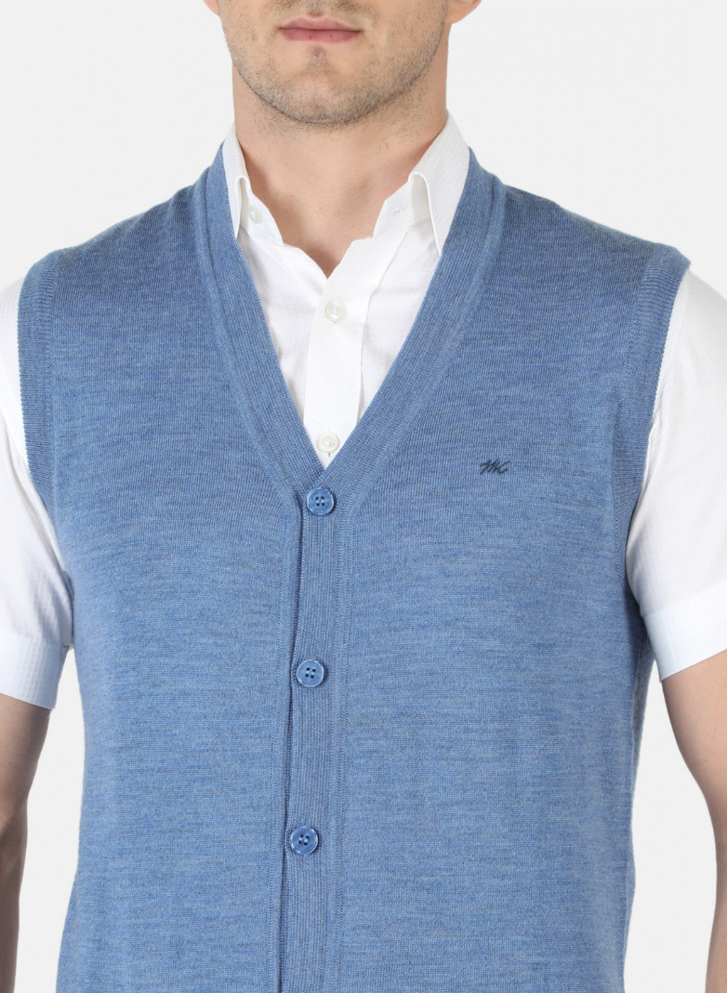 Men Blue Solid Cardigan