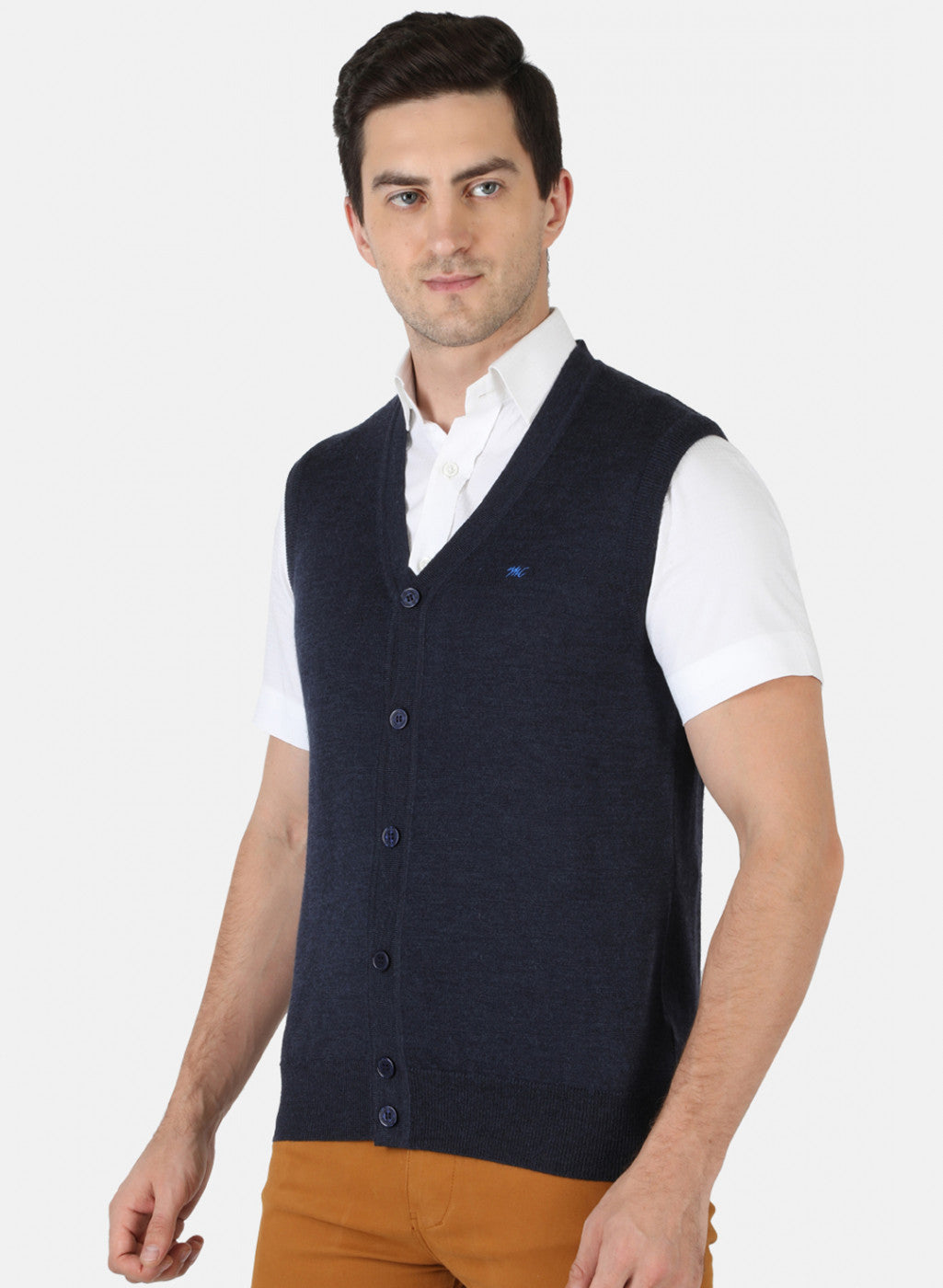 Men NAvy Blue Solid Cardigan