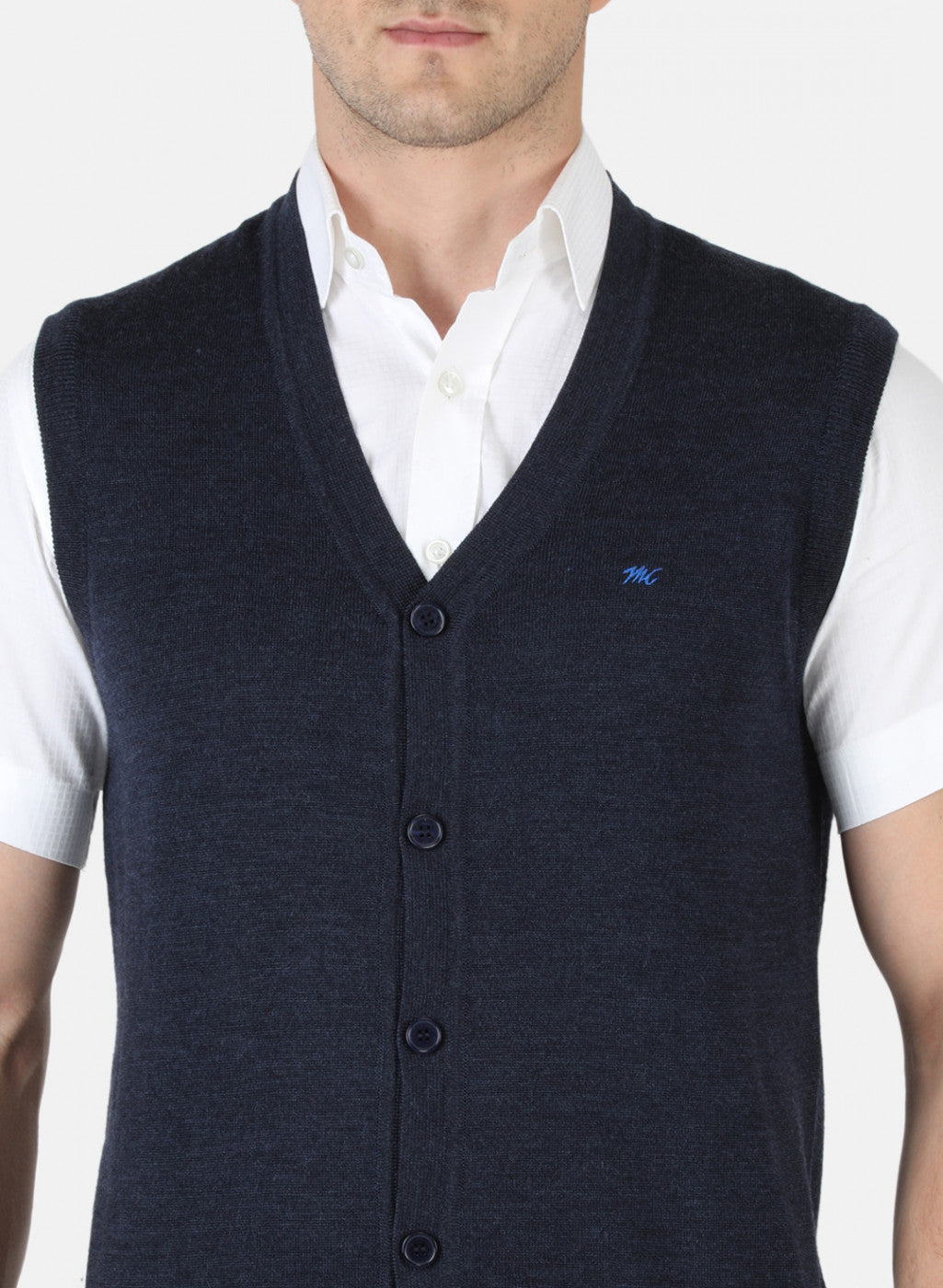 Men NAvy Blue Solid Cardigan