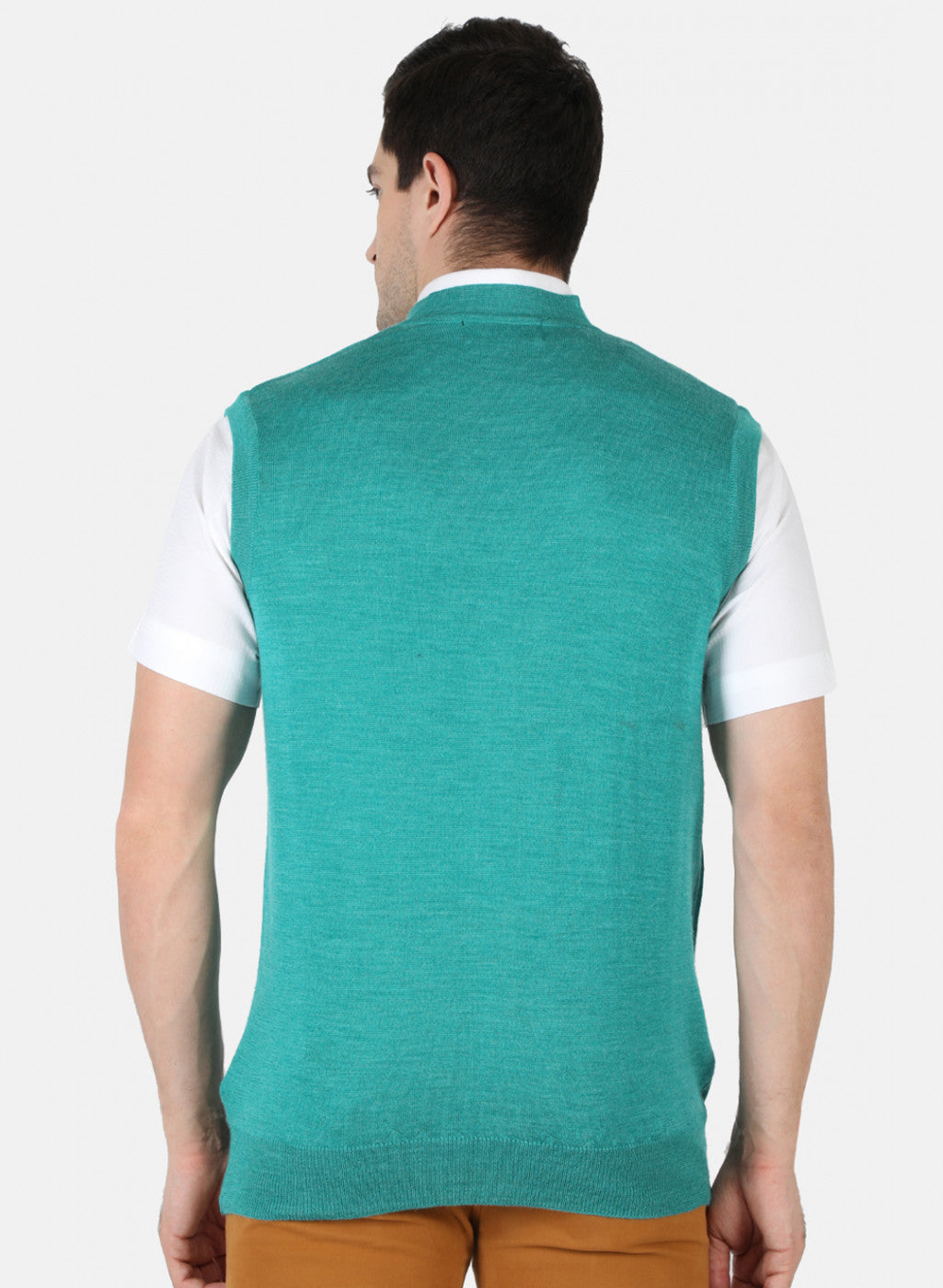 Men Aqua Green Solid Cardigan