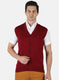 Men Maroon Solid Cardigan