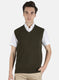 Men Olive Solid Sweater