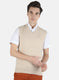 Men Beige Solid Sweater