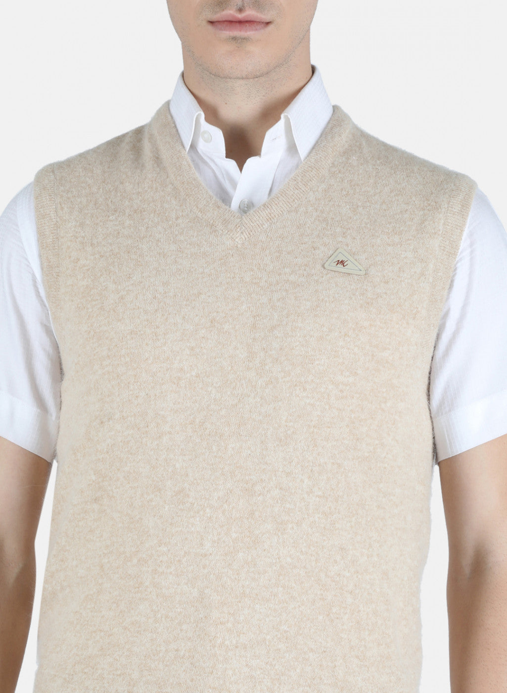 Men Beige Solid Sweater