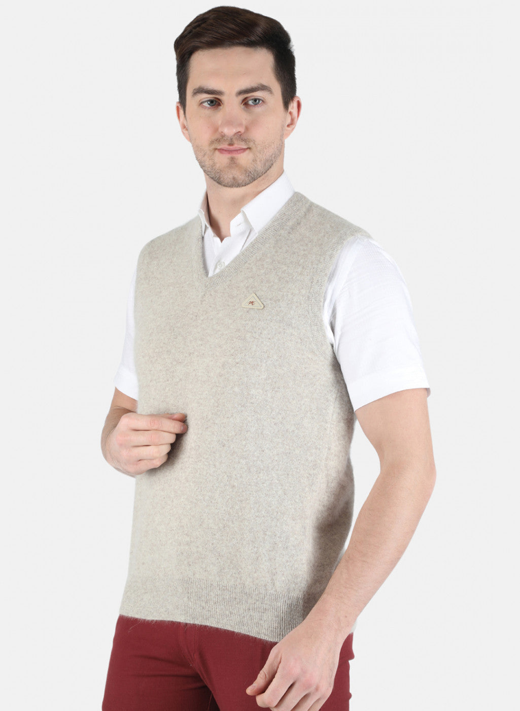 Men Khaki Solid Sweater