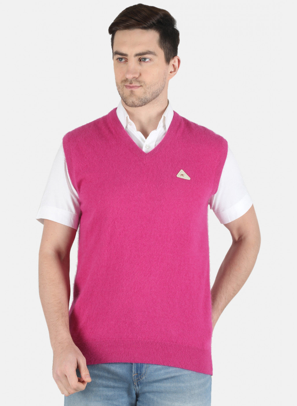 Men Pink Solid Sweater