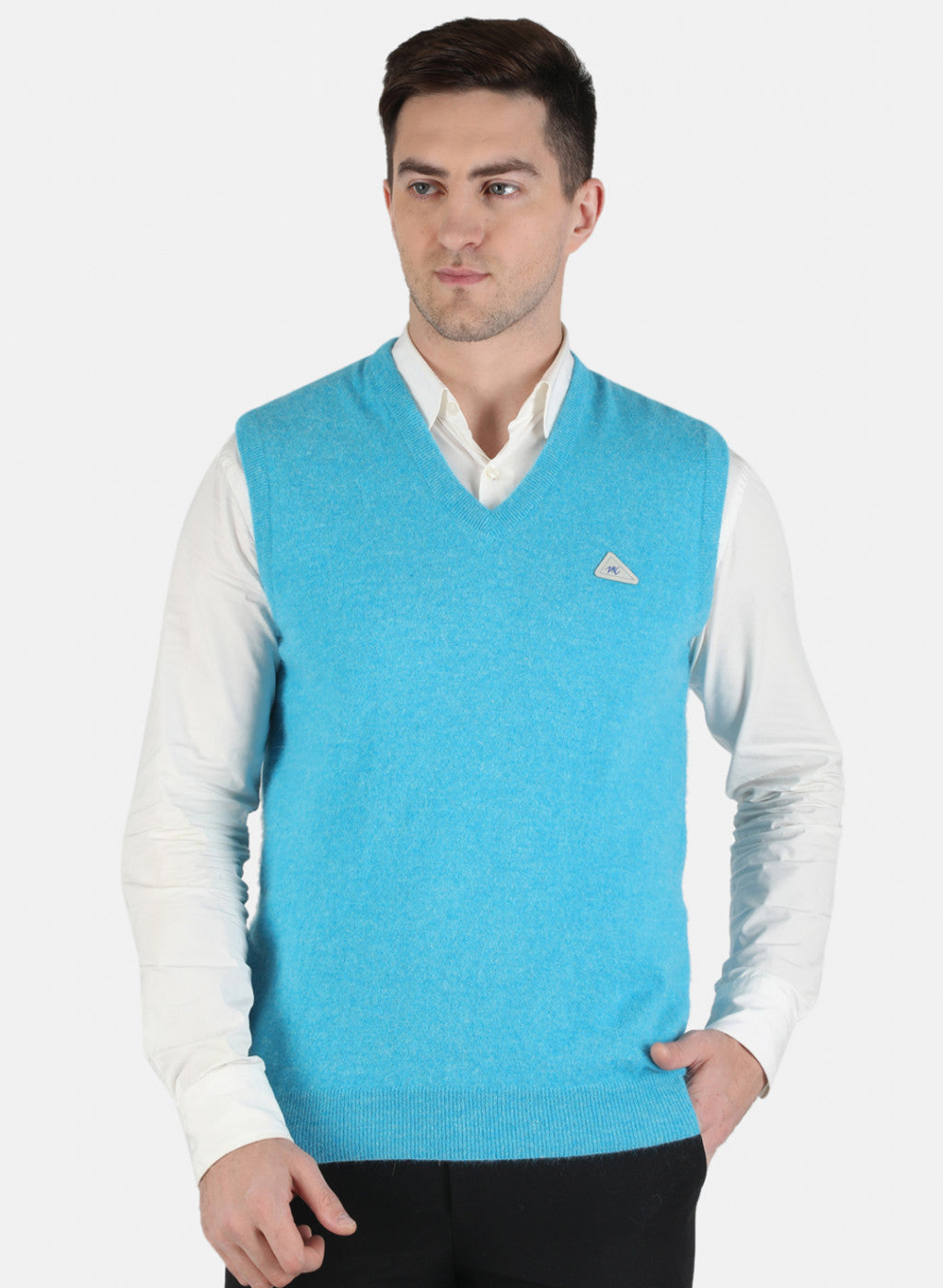 Men Blue Solid Sweater