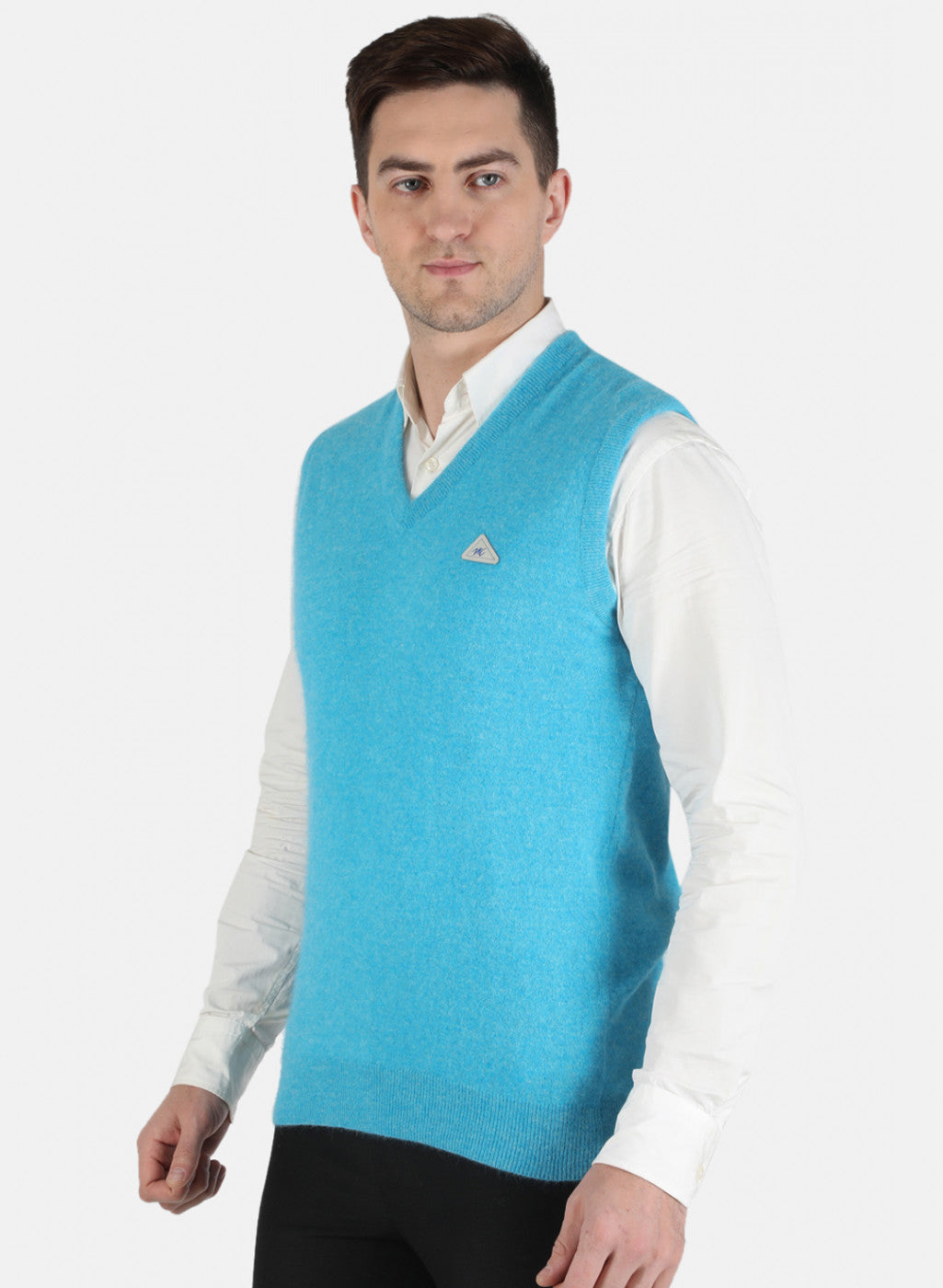 Men Blue Solid Sweater