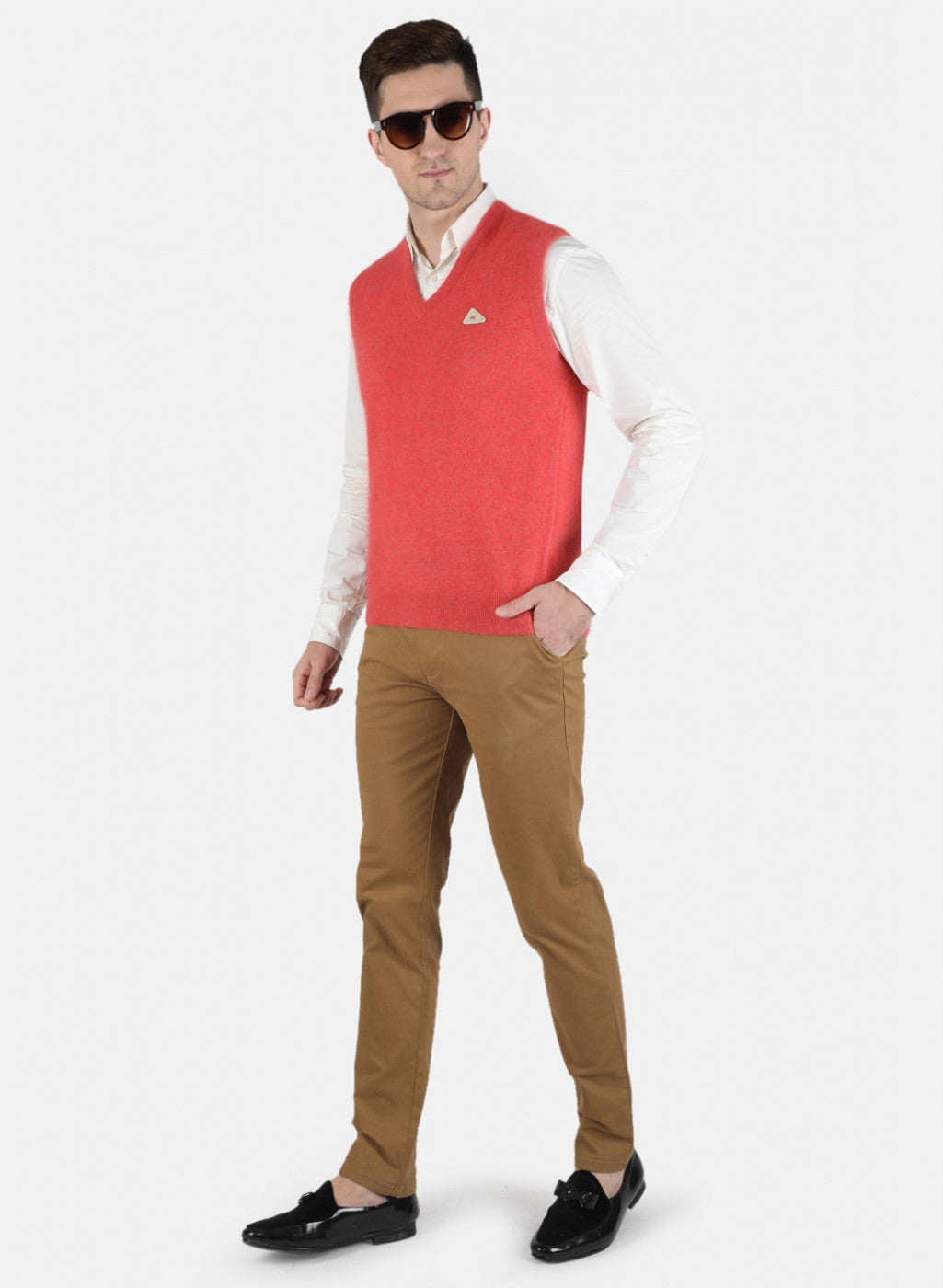 Men Red Solid Sweater