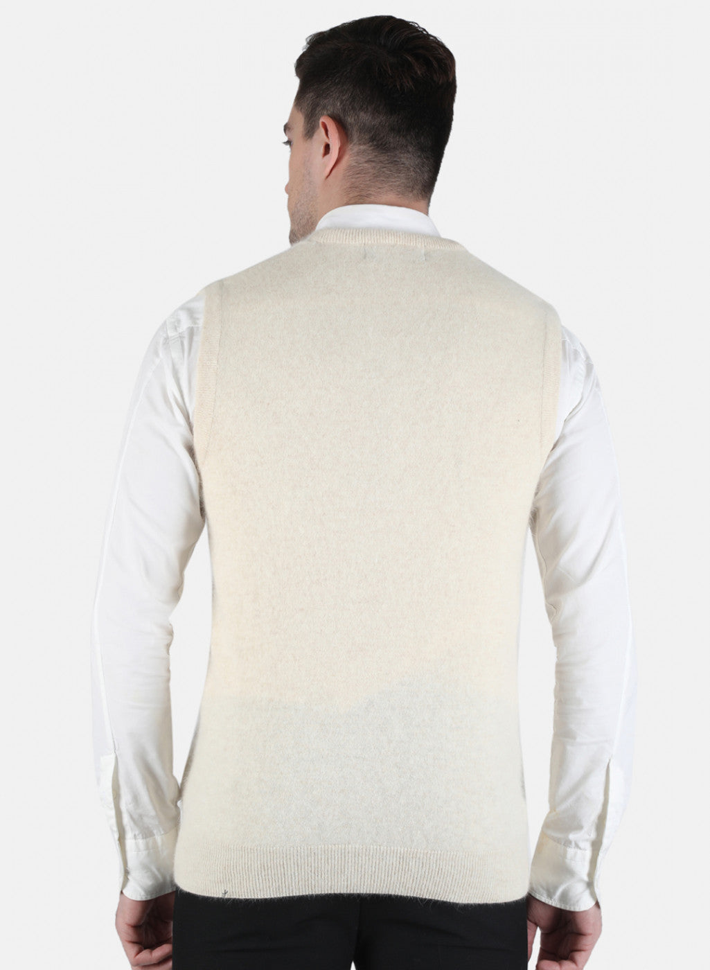 Men Cream Solid Sweater