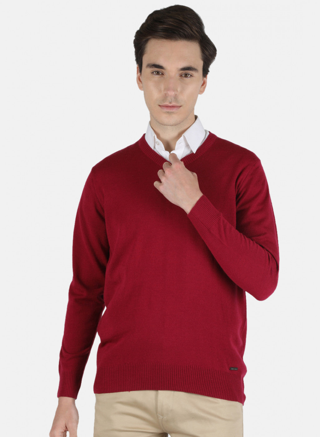 Men Maroon Solid Pullover