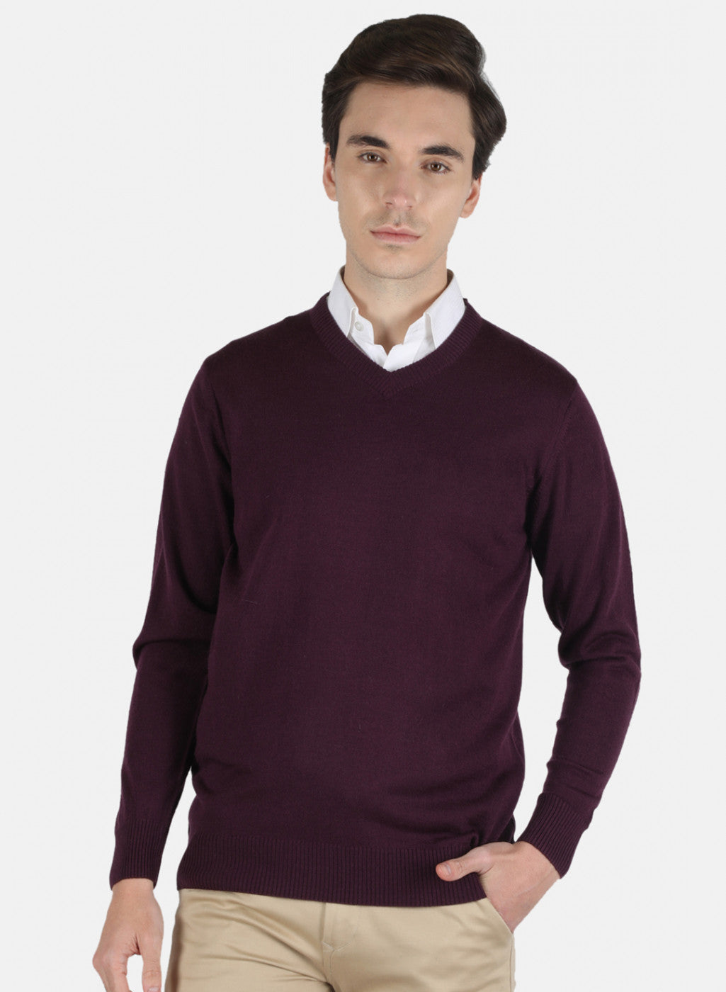 Men Purple Solid Pullover