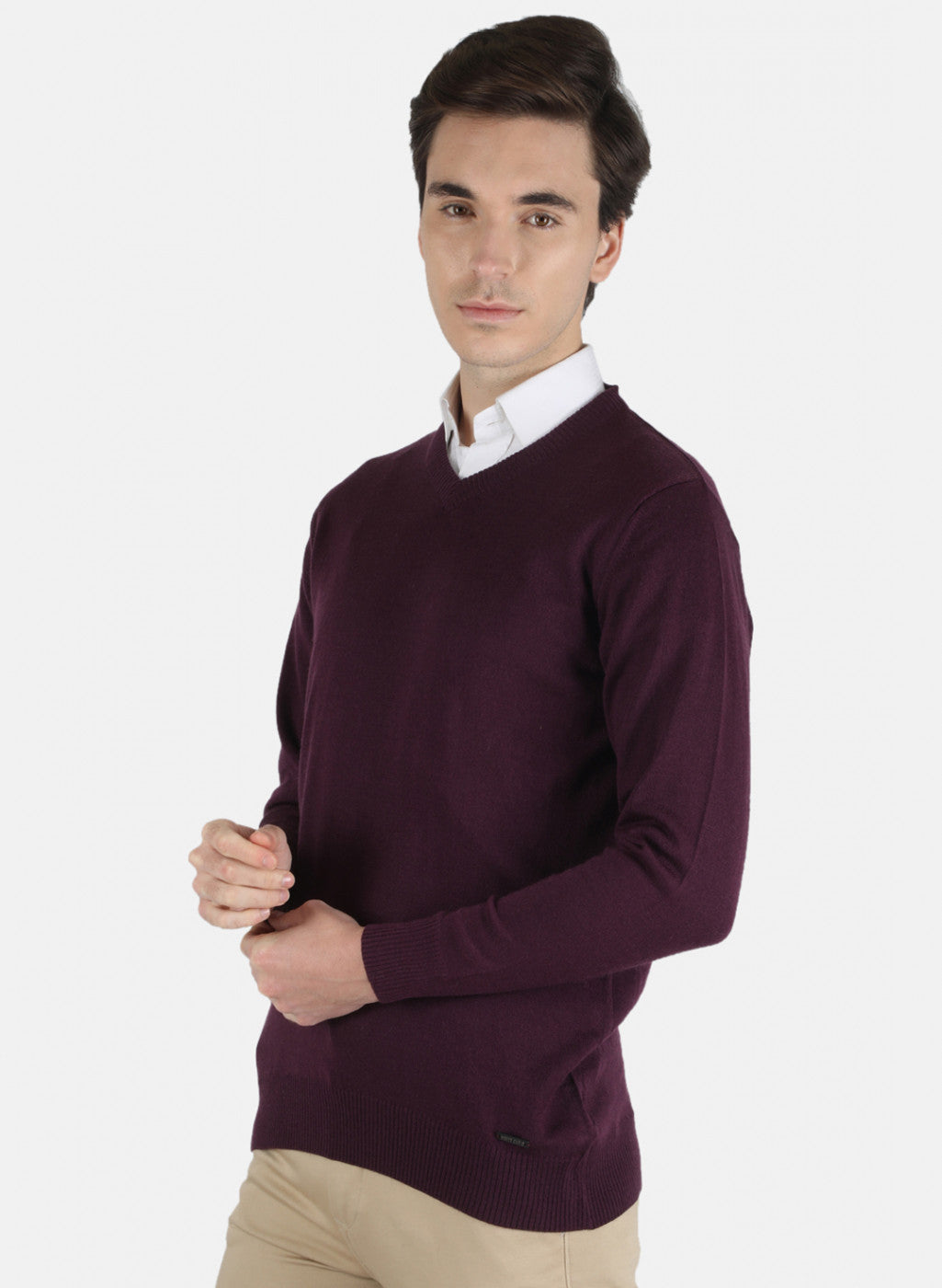 Men Purple Solid Pullover