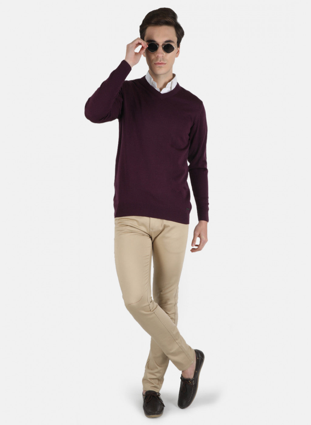 Men Purple Solid Pullover