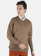 Men Khaki Solid Pullover