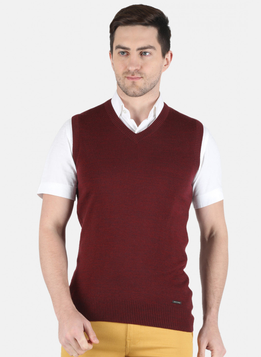 Men Maroon Solid Sweater